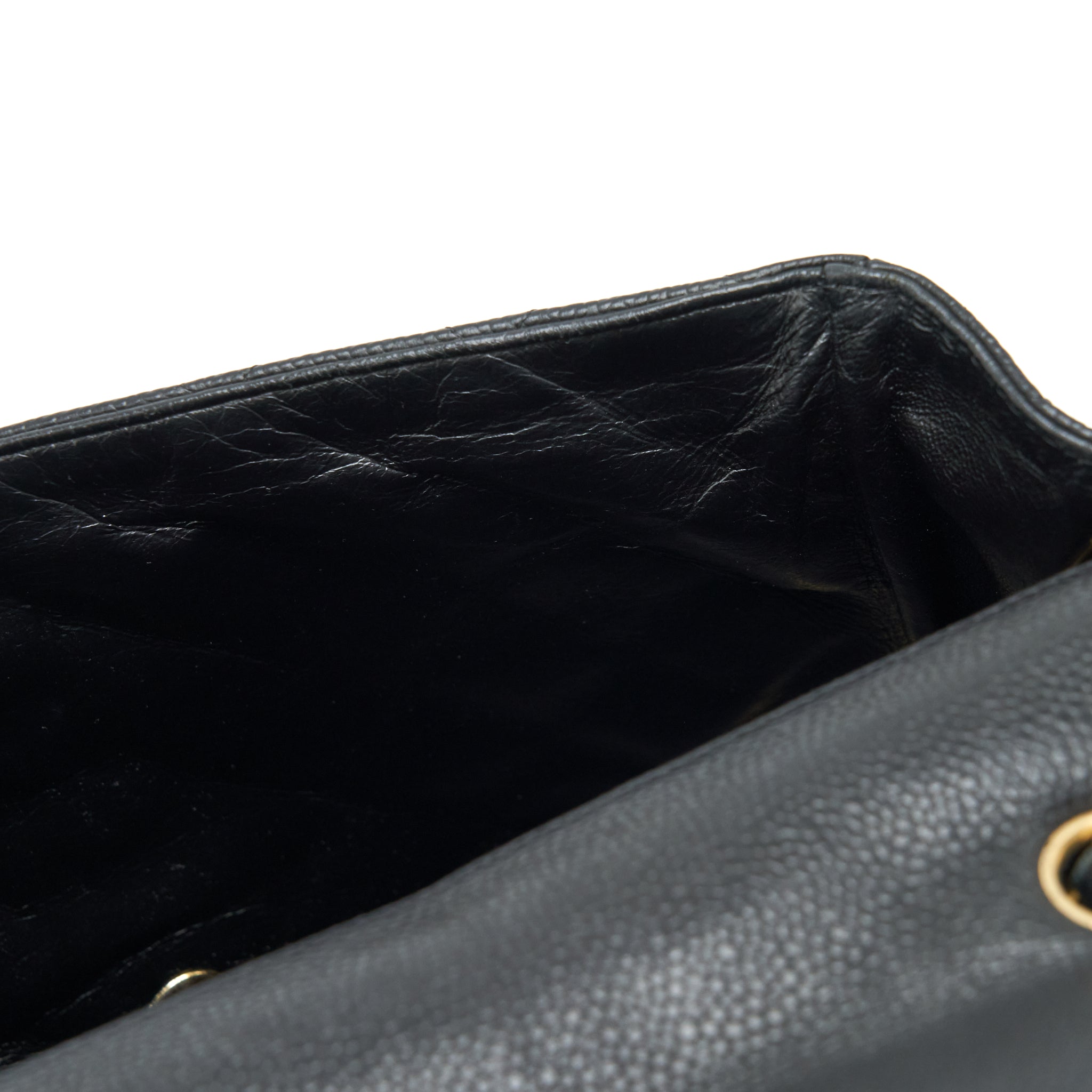 CHANEL JUMBO SINGLE FLAP BAG CAVIAR BLACK GHW