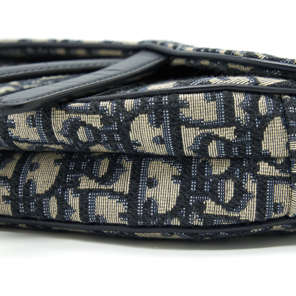 DIOR MINI SADDLE BLUE OBLIQUE GHW