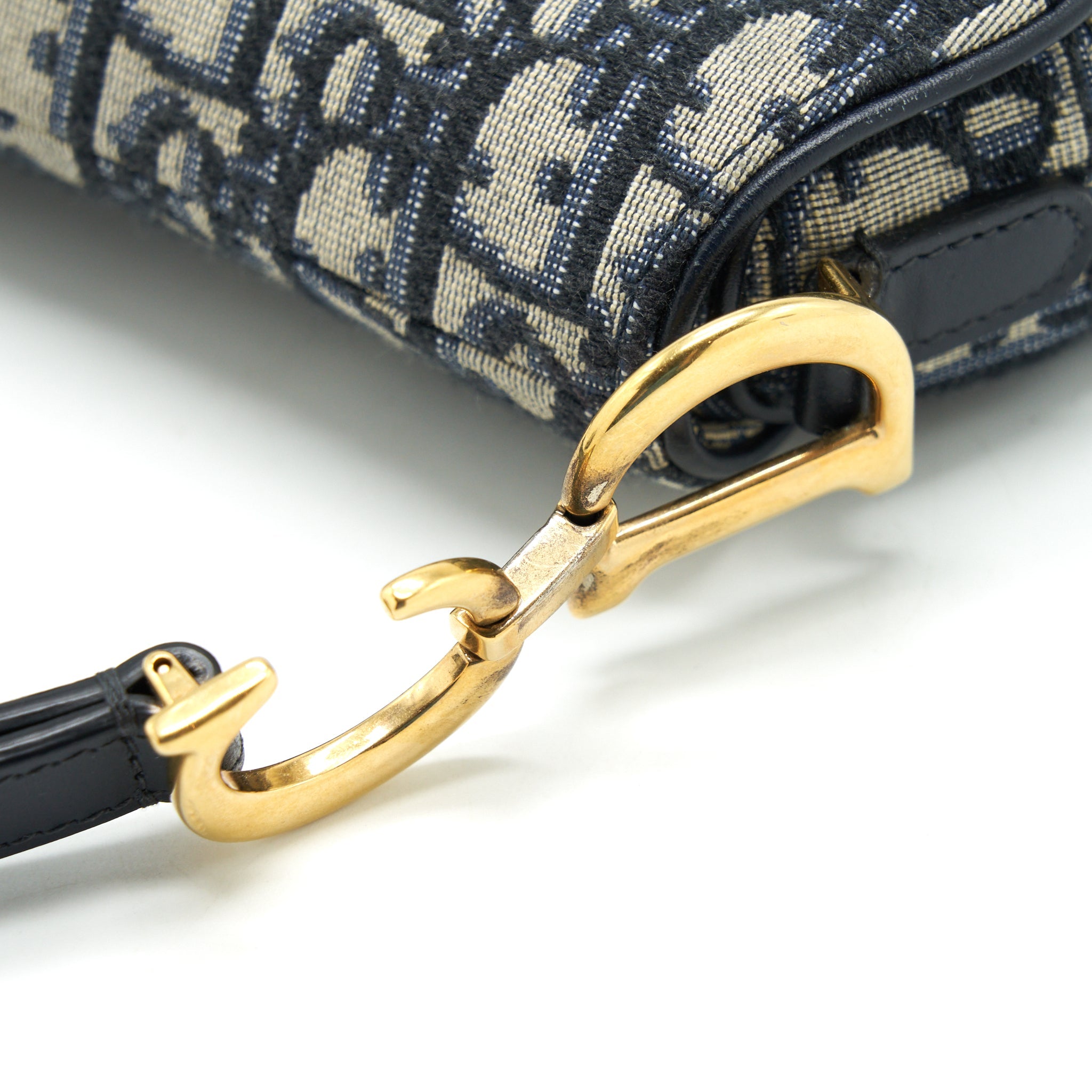 DIOR MINI SADDLE BLUE OBLIQUE GHW