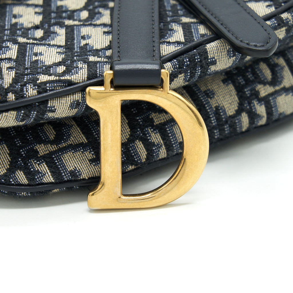 DIOR MINI SADDLE BLUE OBLIQUE GHW