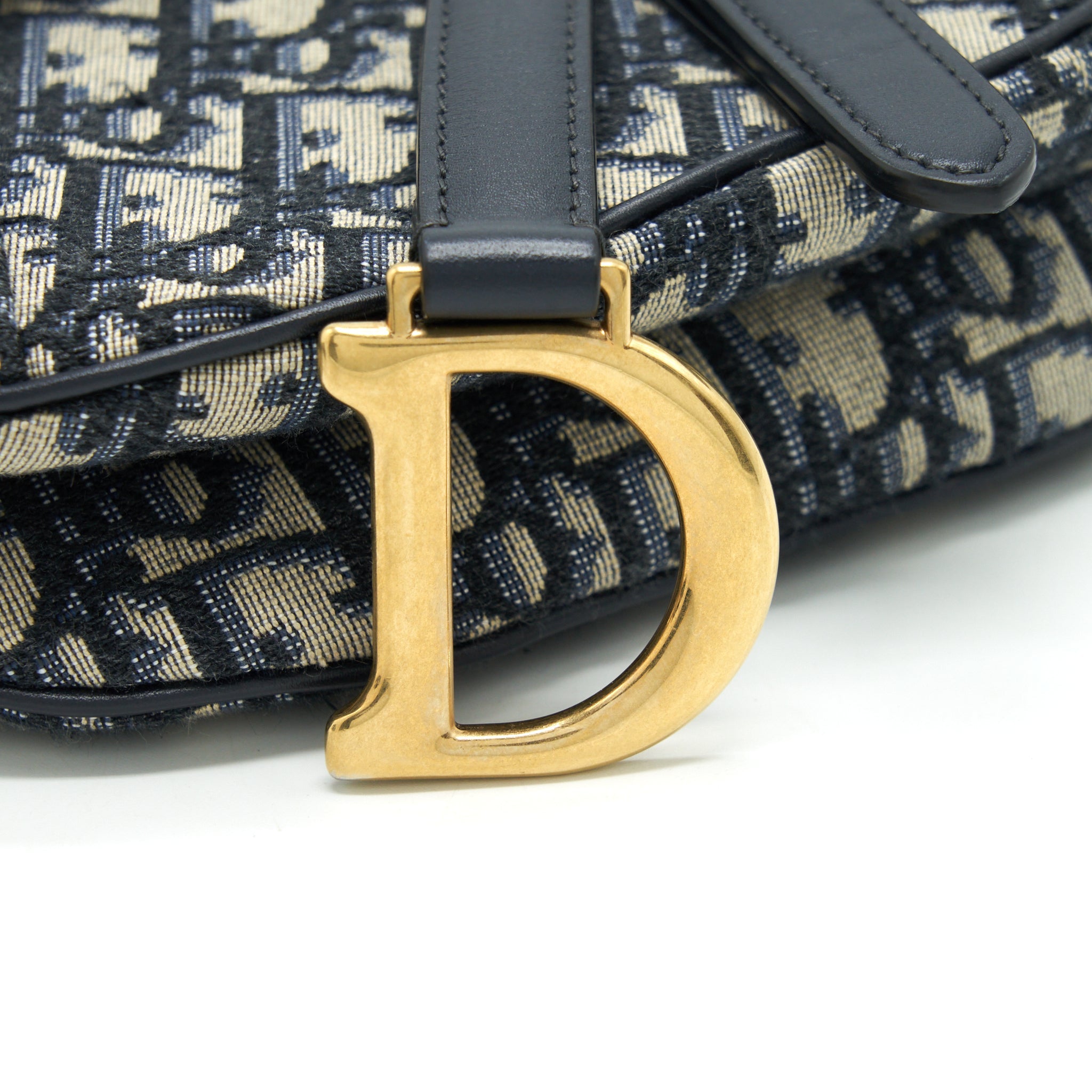 DIOR MINI SADDLE BLUE OBLIQUE GHW