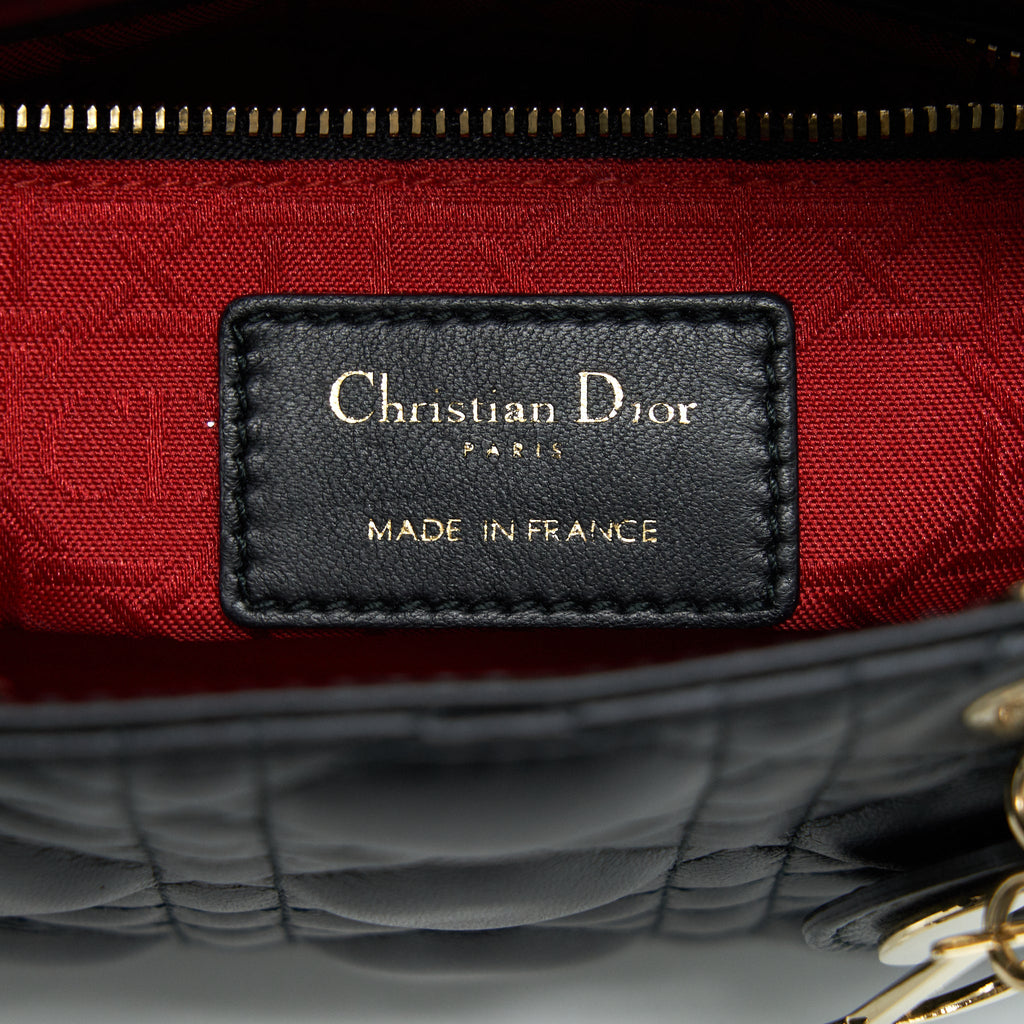 DIOR MINI LADY DIOR TOTE BAG LAMBSKIN BLACK LGHW