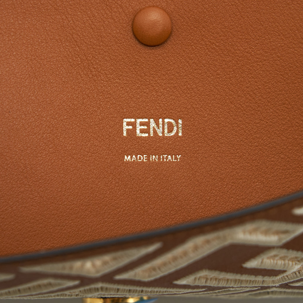 FENDI BAGUETTE CALFSKIN BROWN AND WHITE GHW