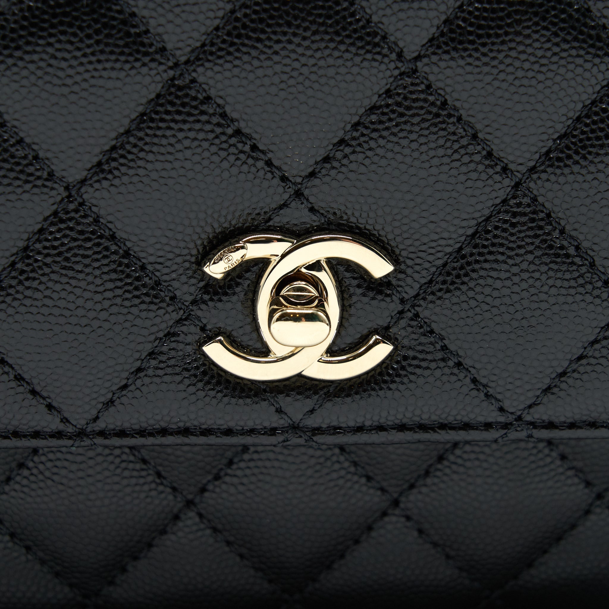 CHANEL SMALL COCO HANDLE 24CM CAVIAR BLACK LGHW EMBOSSED HANDLE (MICROCHIP)