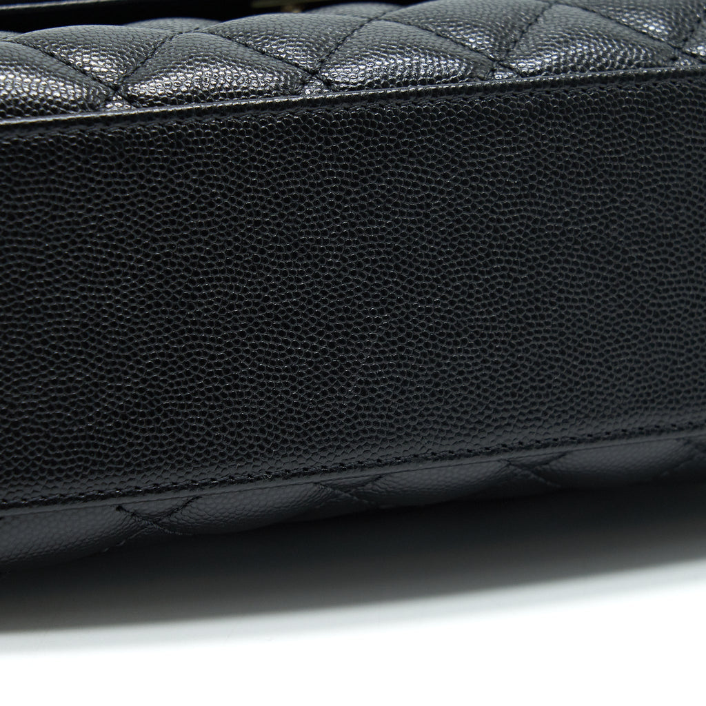 CHANEL SMALL COCO HANDLE 24CM CAVIAR BLACK LGHW EMBOSSED HANDLE (MICROCHIP)