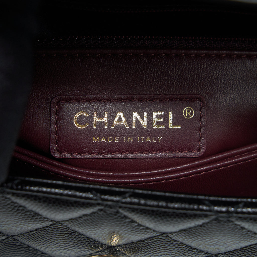 CHANEL SMALL COCO HANDLE 24CM CAVIAR BLACK LGHW EMBOSSED HANDLE (MICROCHIP)