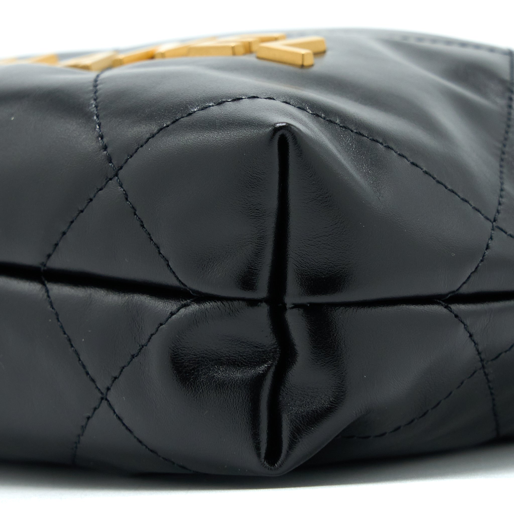 CHANEL 23S MINI 22 BAG AGED CALFSKIN BLACK BRUSHED GHW (MICROCHIP)