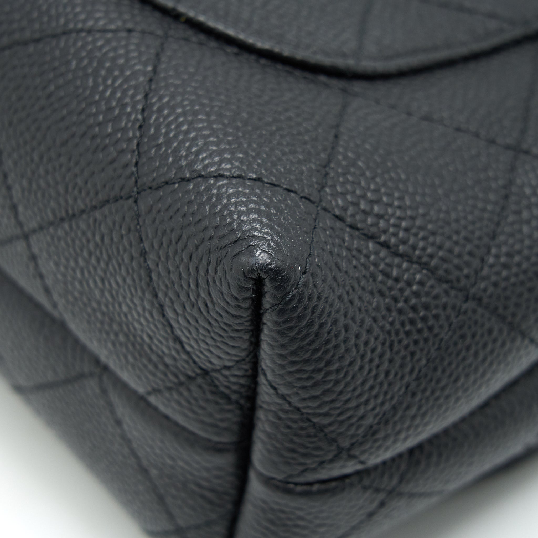 CHANEL CAVIAR QUILTED FLAP BAG WITH HANDLE AND CHAIN BLACK LGHW