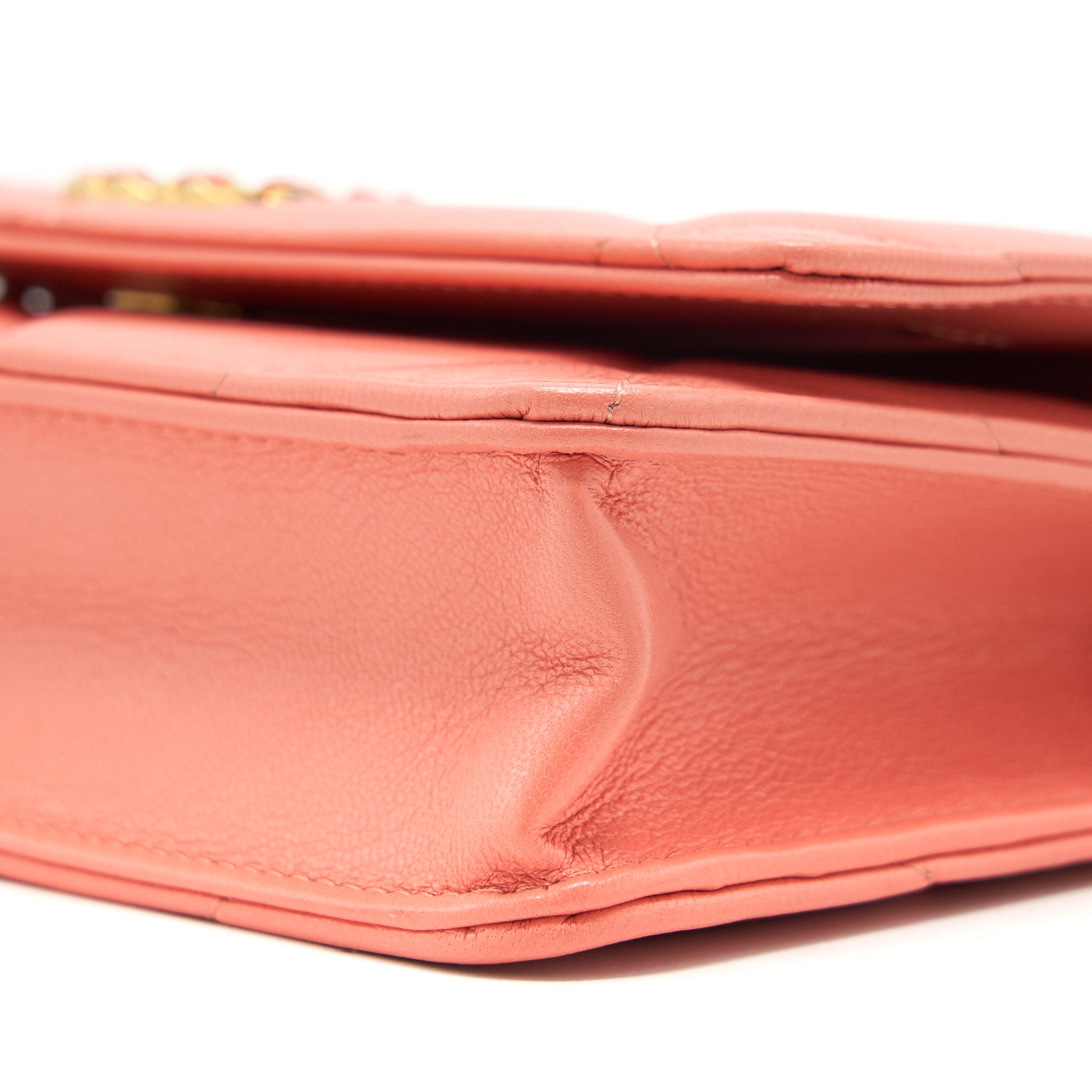 CHANEL 19 WALLET ON CHAIN GOATSKIN PINK WITH GOLD AND SILVER HARDWARE