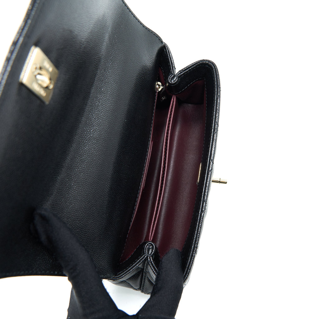 CHANEL SMALL COCO HANDLE 24CM CAVIAR BLACK LGHW EMBOSSED HANDLE (MICROCHIP)