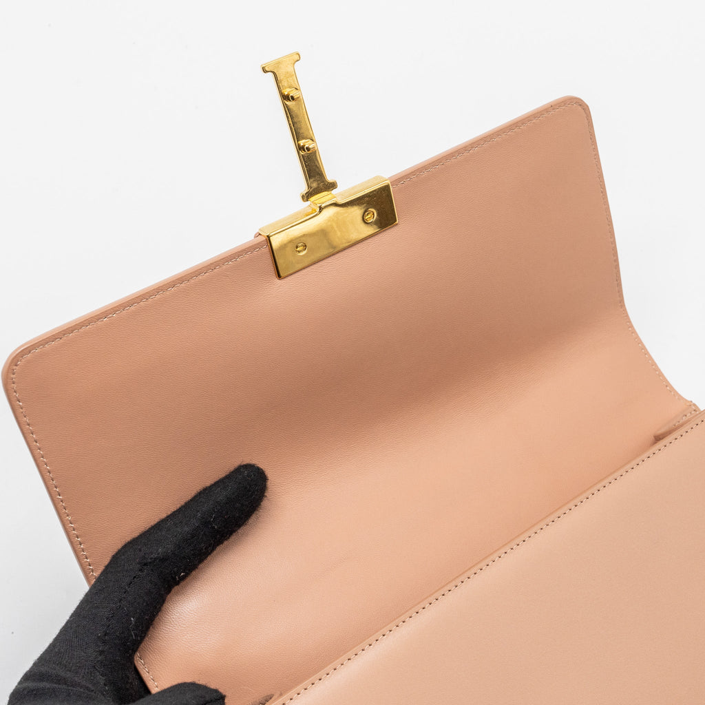 DIOR 30 MONTAIGNE MEDIUM FLAP BAG CALFSKIN BEIGE GHW