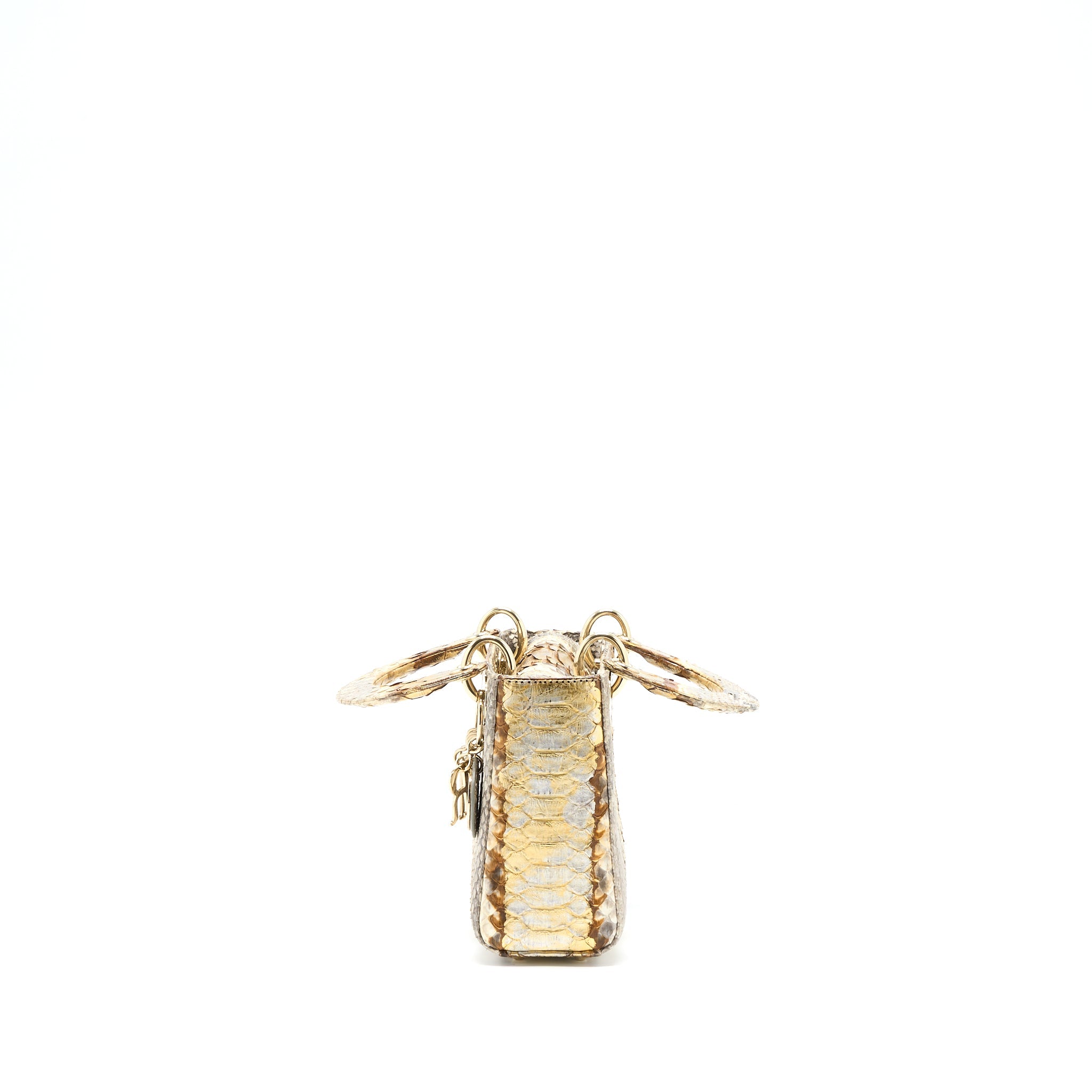 DIOR MINI LADY DIOR PYTHON GOLD/BEIGE LGHW