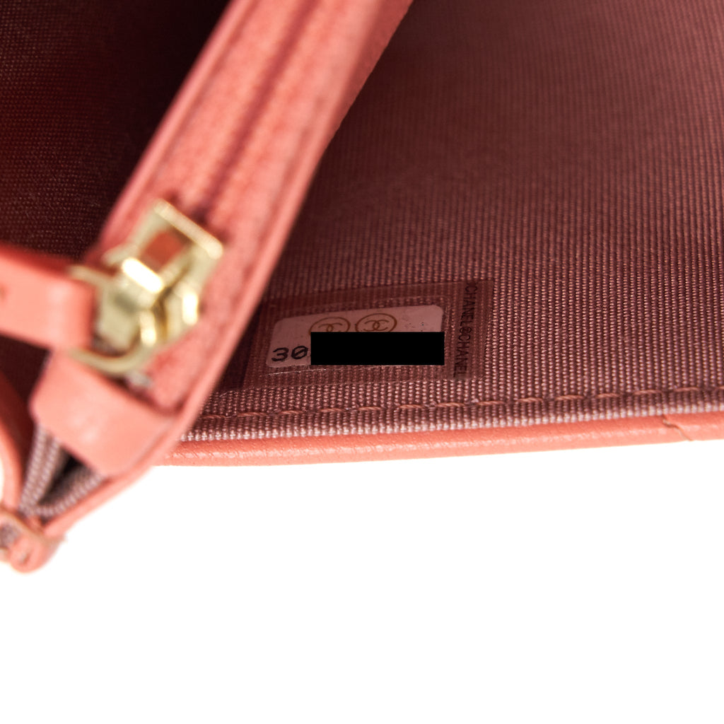 CHANEL 19 WALLET ON CHAIN GOATSKIN PINK WITH GOLD AND SILVER HARDWARE