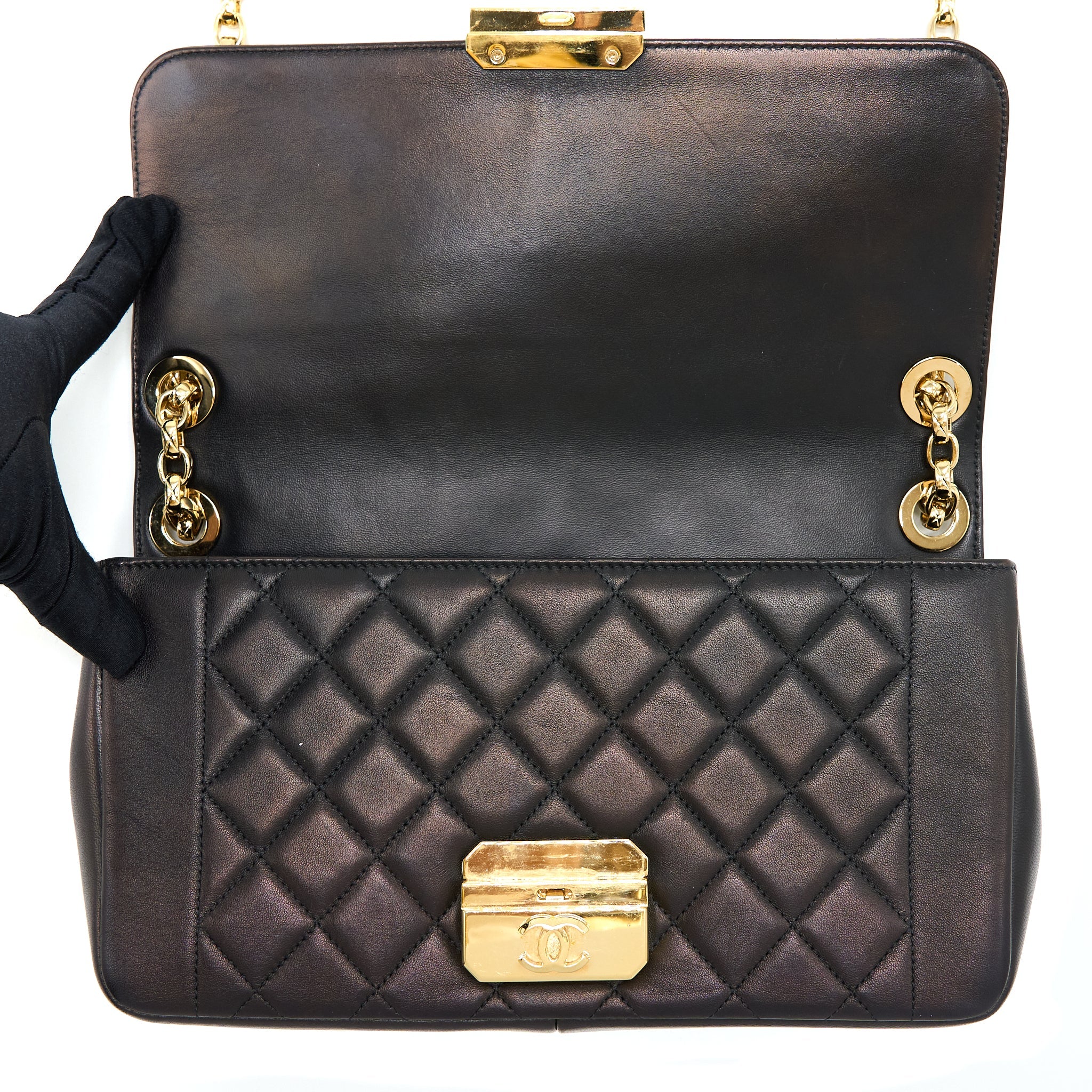 CHANEL SEASONAL FLAP BAG LAMBSKIN BLACK GHW