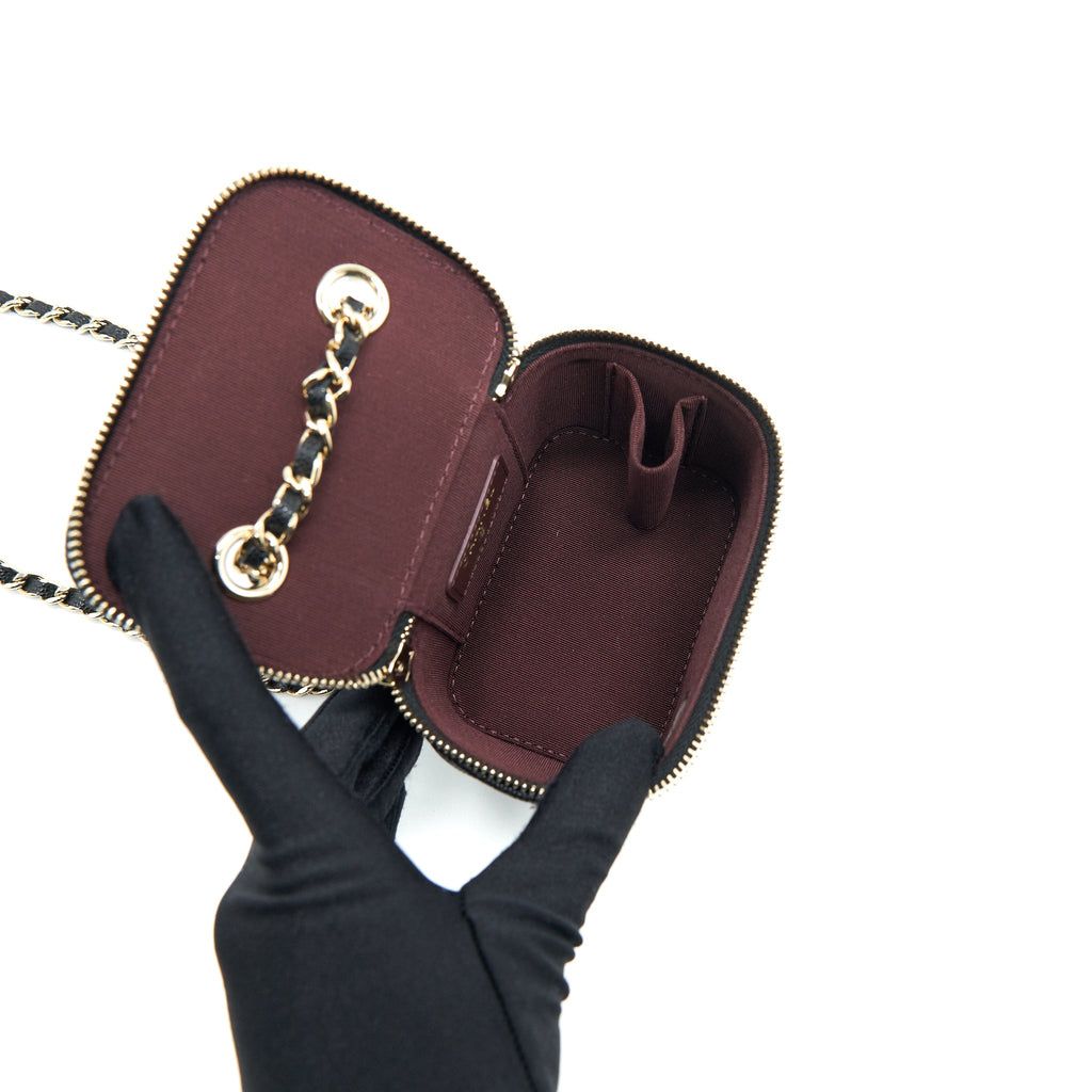 CHANEL 22C MINI VANITY WITH CHAIN BLACK CAVIAR LGHW
