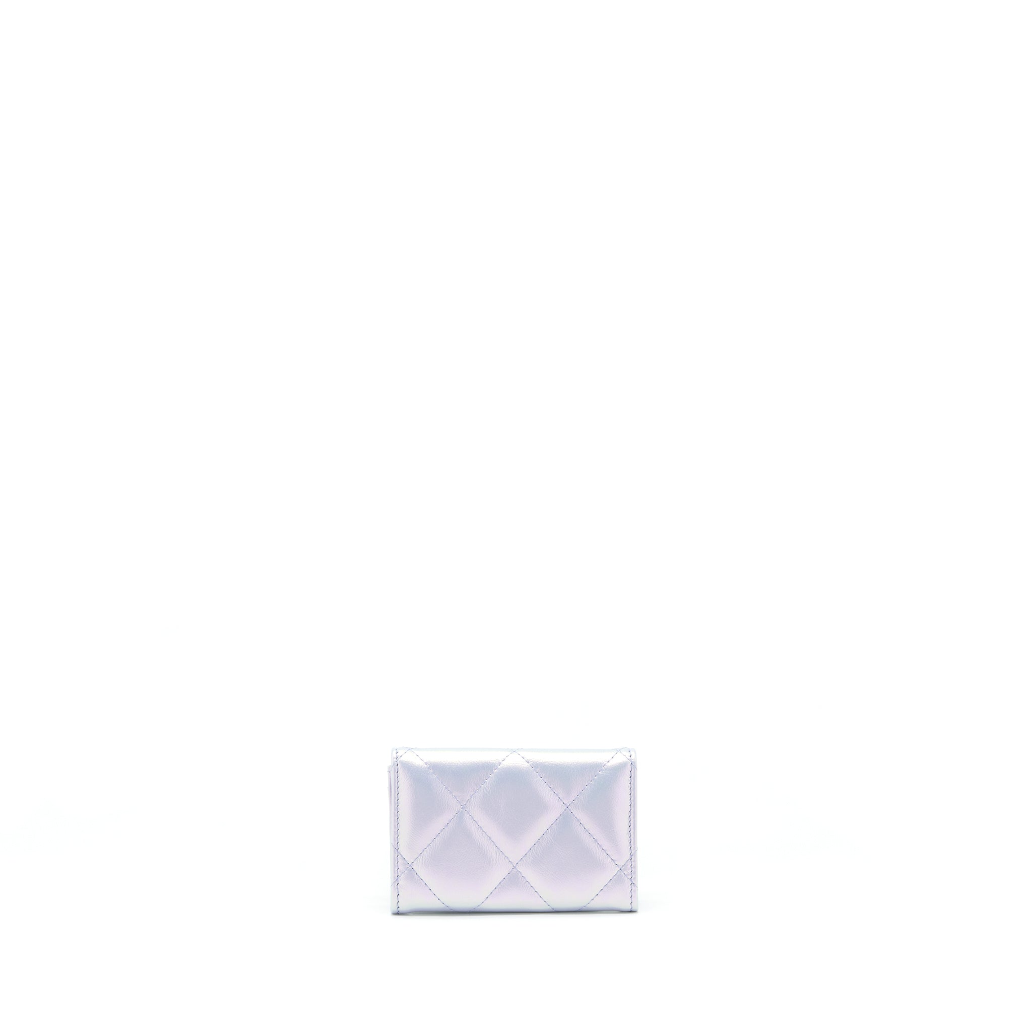 CHANEL 19 FLAP CARD HOLDER CALFSKIN IRIDESCENT LIGHT PURPLE SHW