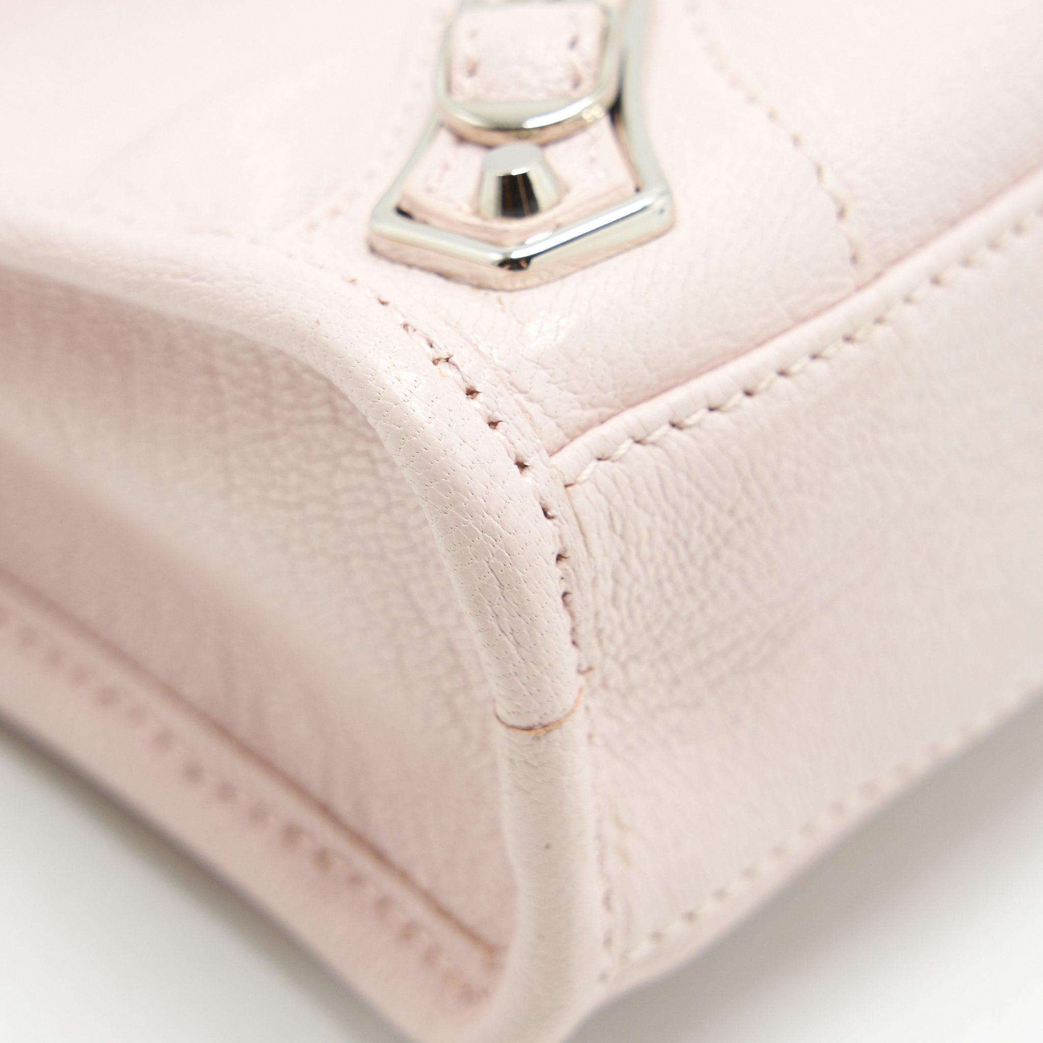 BALENCIAGA NANO CLASSIC METALLIC EDGE CITY BAG LIGHT PINK SHW