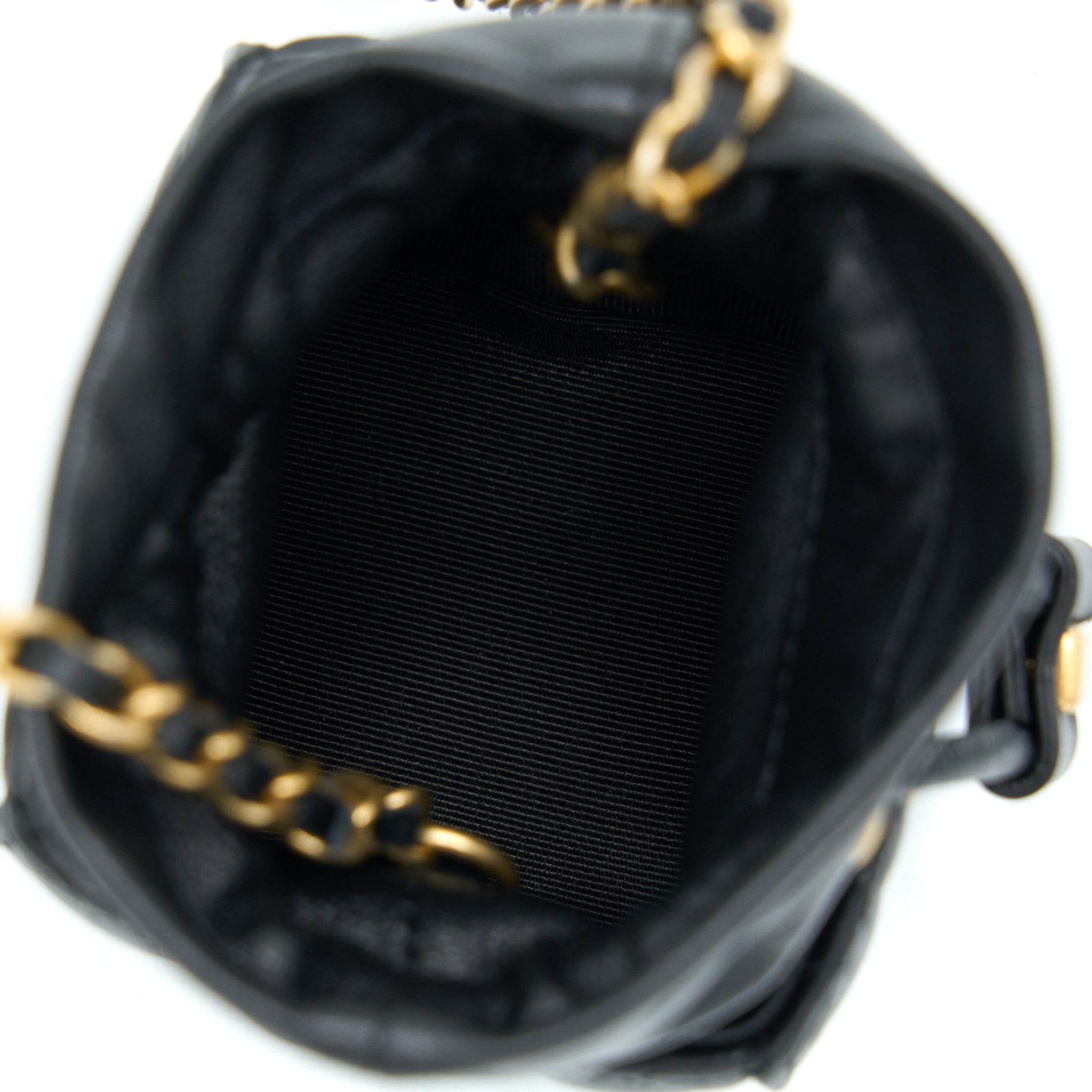 CHANEL MINI VANITY BUCKET CROSSBODY LAMBSKIN BLACK BRUSHED GHW