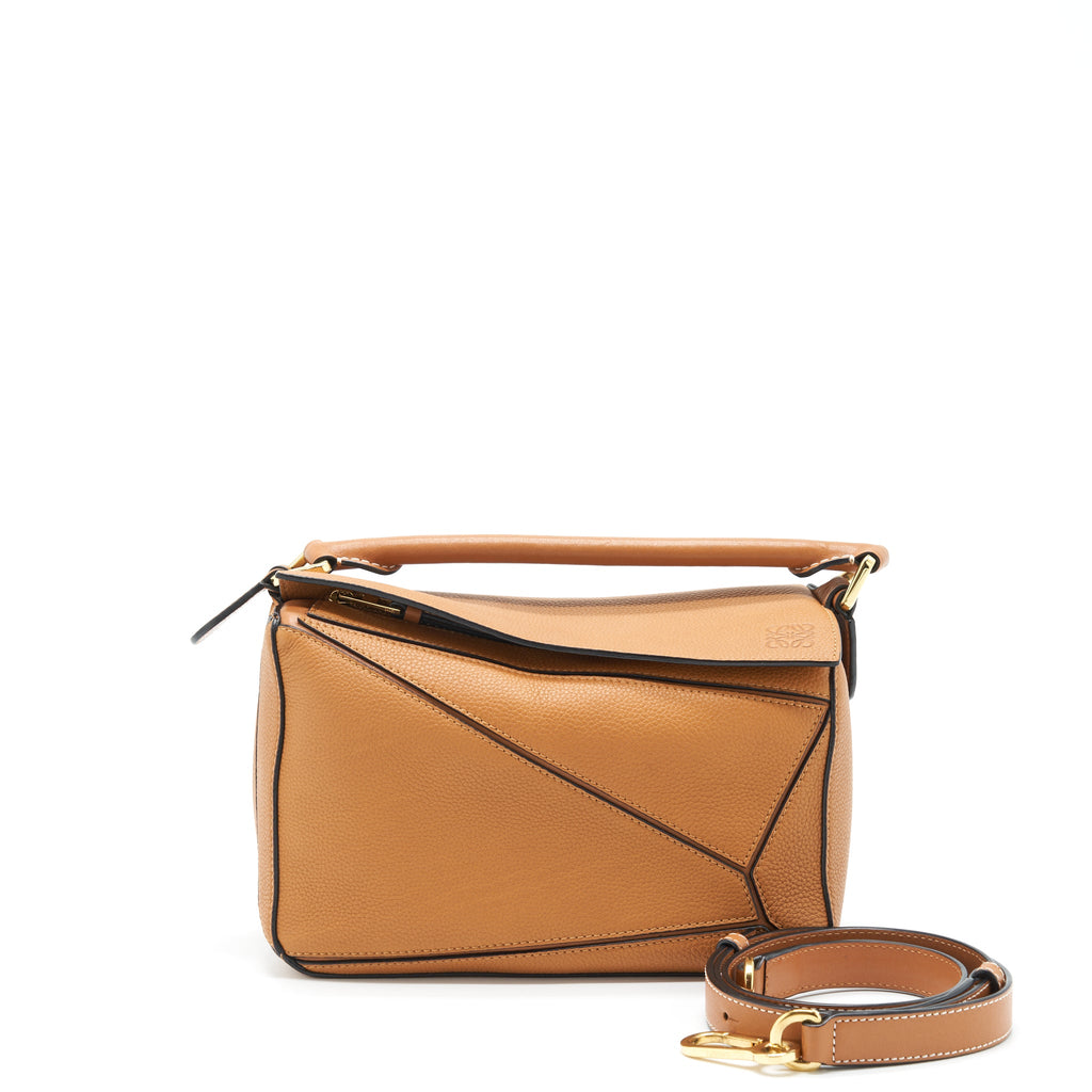 LOEWE SMALL PUZZLE BAG SOFT GRAINED CALF TAN GHW