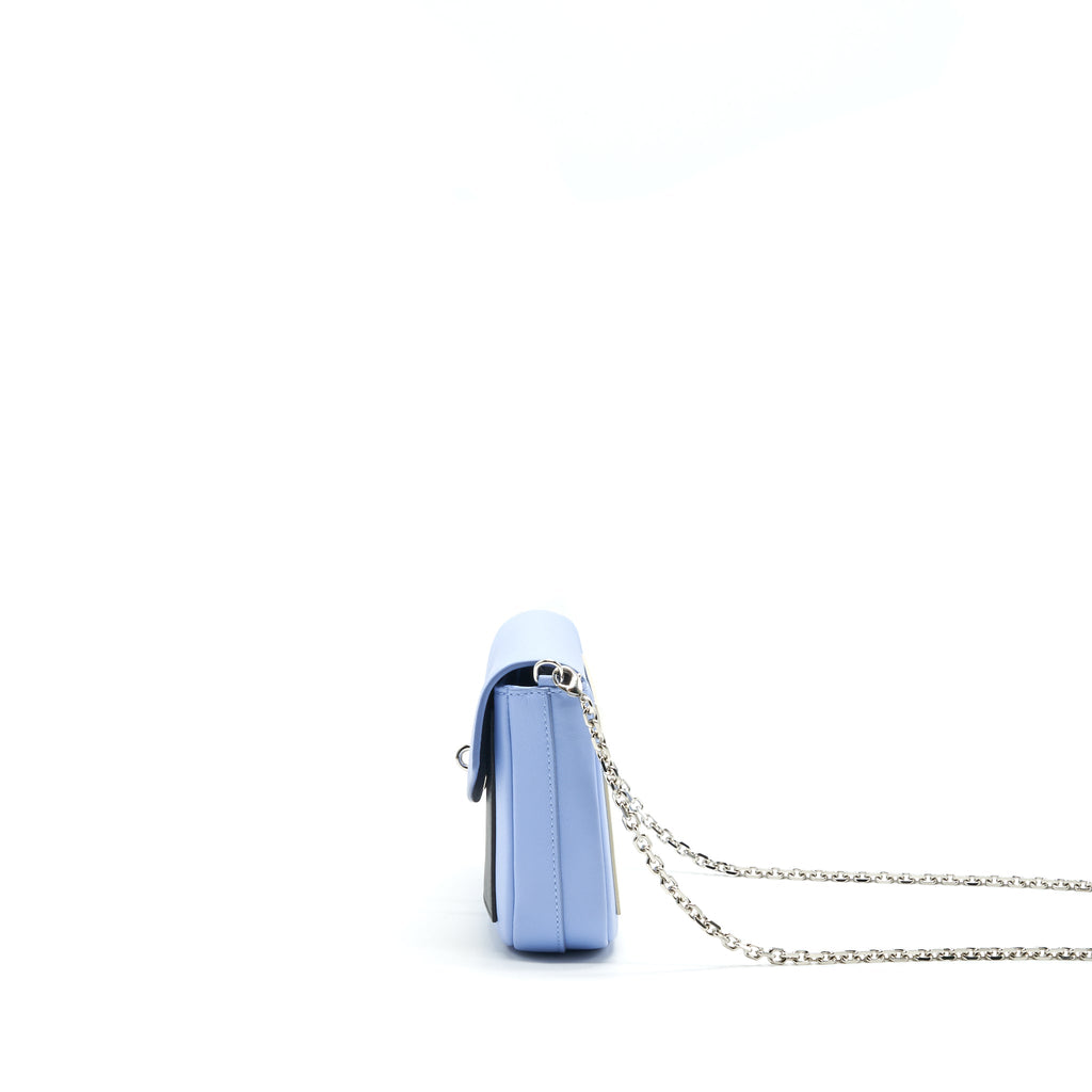 DIOR EVENING WALLET ON CHAIN LIGHT BLUE/ BLACK/ WHITE