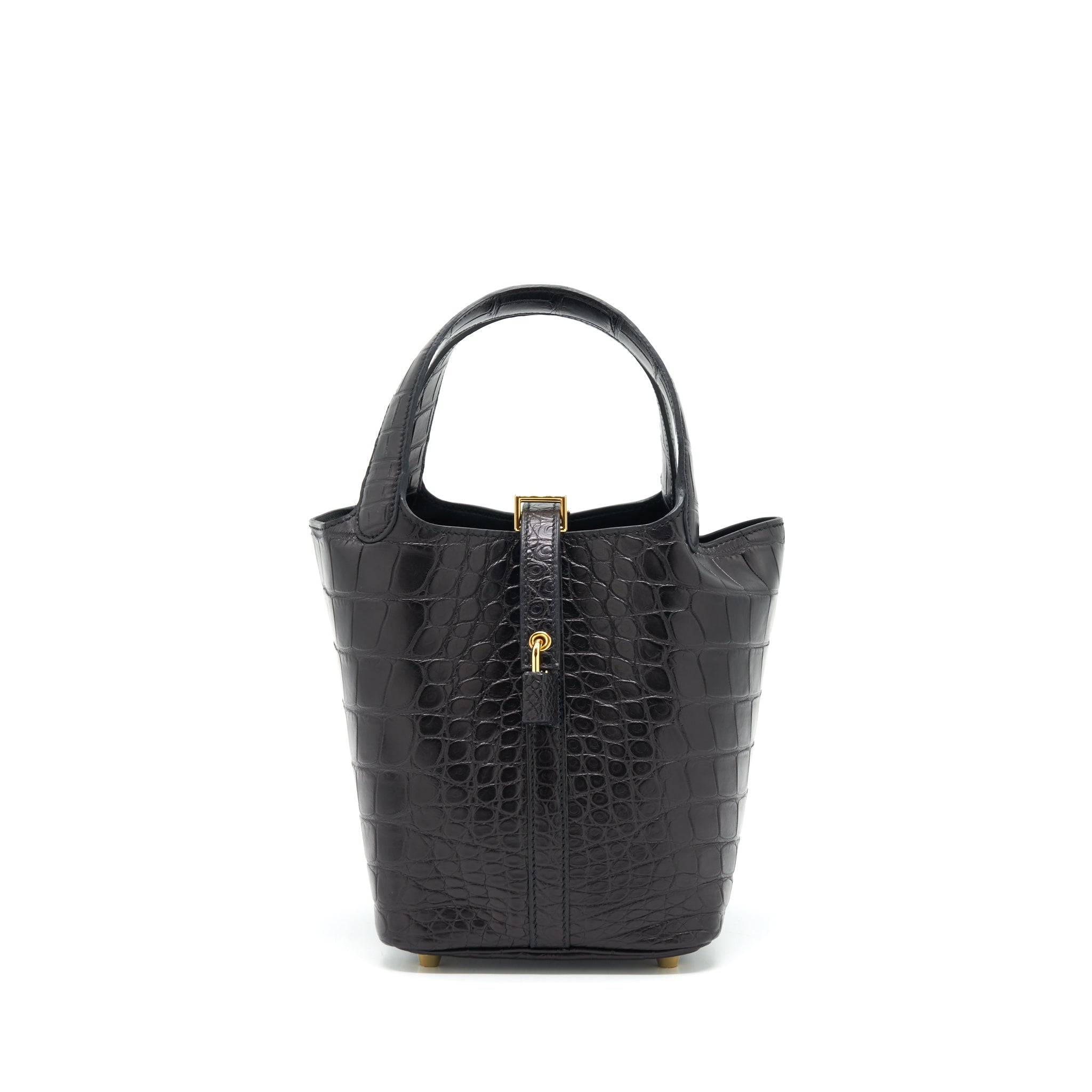 HERMES PICOTIN 18 LOCK BAG ALLIGATOR MATT BLACK GHW