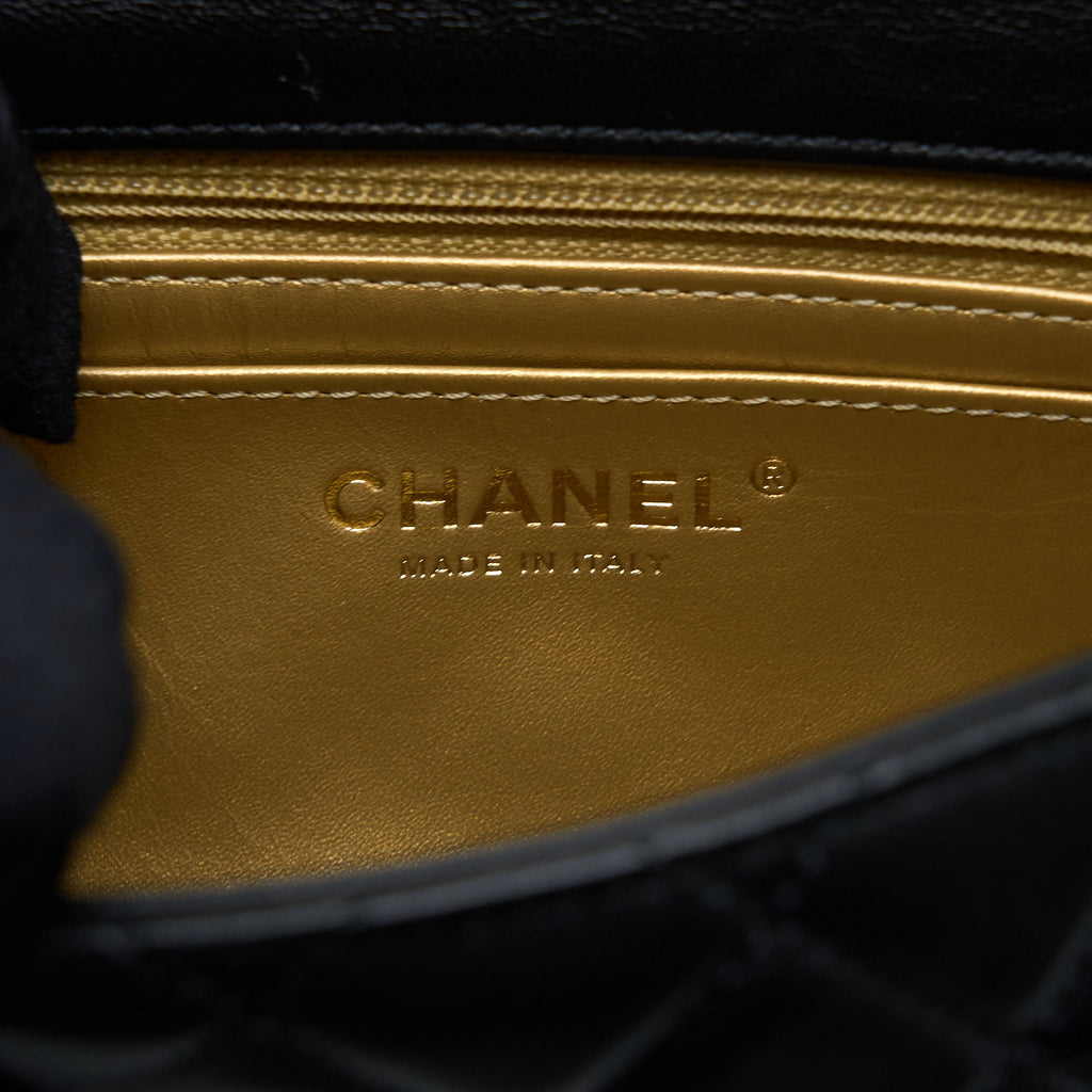 CHANEL PEARL CRUSH MINI SQUARE FLAP BAG LAMBSKIN BLACK GHW (MICROCHIP)
