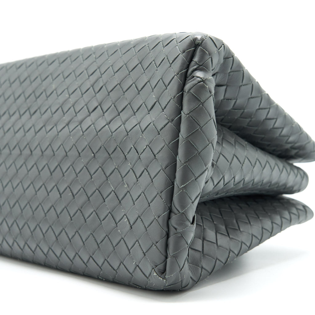 BOTTEGA VENETA ROMA TOTE BAG DARK GREY RUTHENIUM SLIVER HARDWARE