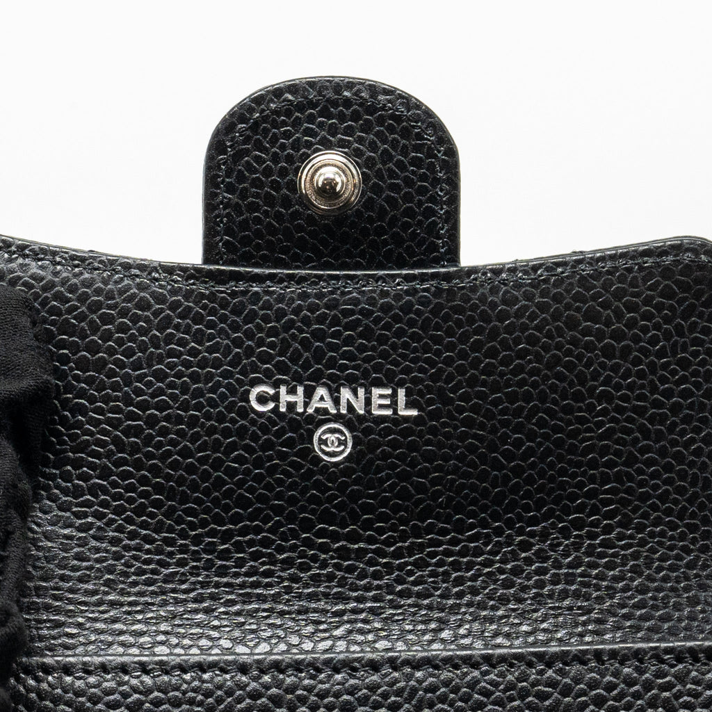 CHANEL CLASSIC FLAP CARD HOLDER CAVIAR BLACK SHW (MICROCHIP)