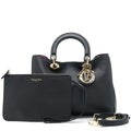 DIOR DIORISSIMO GRAINED LEATHER BLACK/ FUSHIA GHW