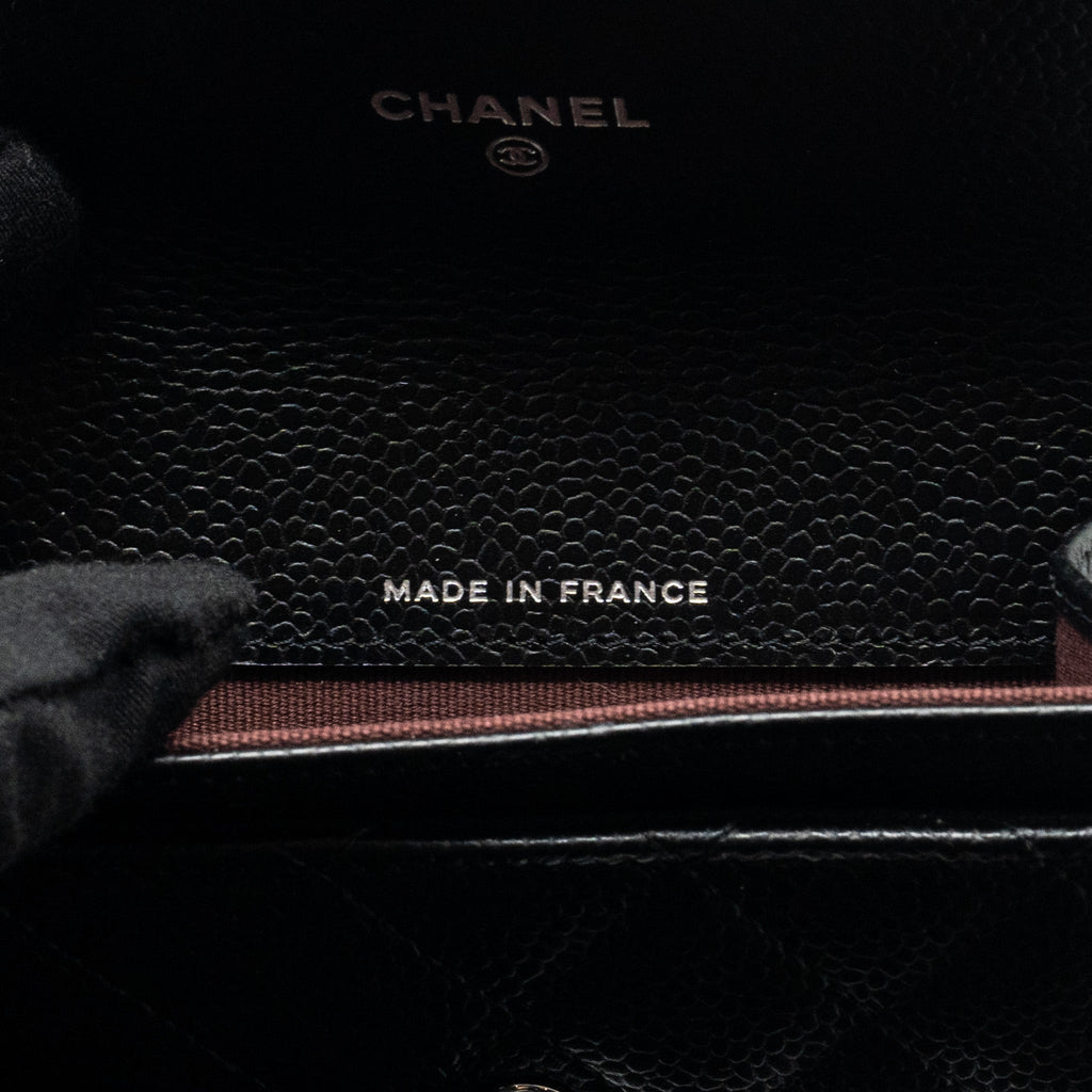 CHANEL CLASSIC FLAP CARD HOLDER CAVIAR BLACK SHW (MICROCHIP)