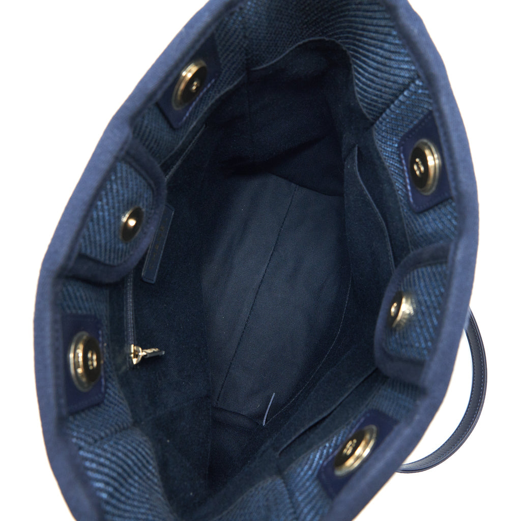CHANEL SMALL DEAUVILLE TOTE BAG DENIM BLUE SHW
