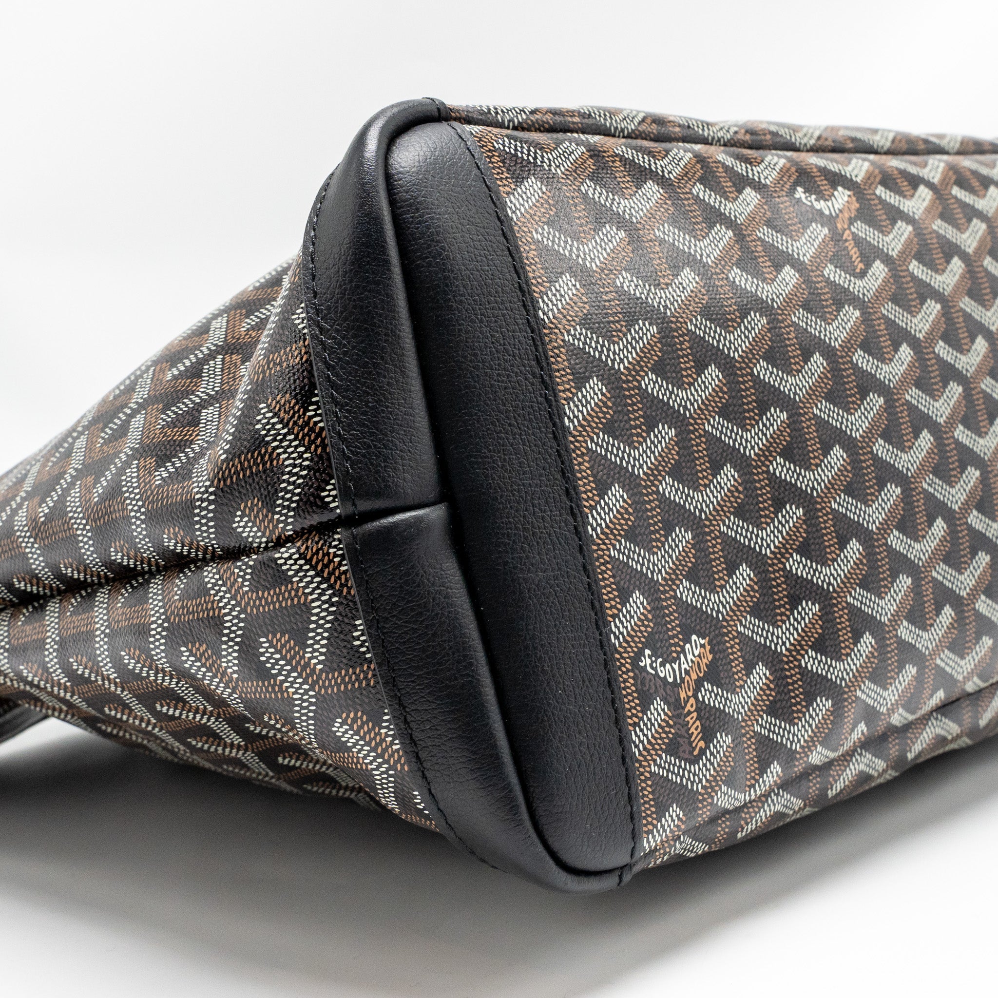GOYARD ARTOIS MM TOTE BAG GOYARDINE CANVAS/CALFSKIN BLACK SHW