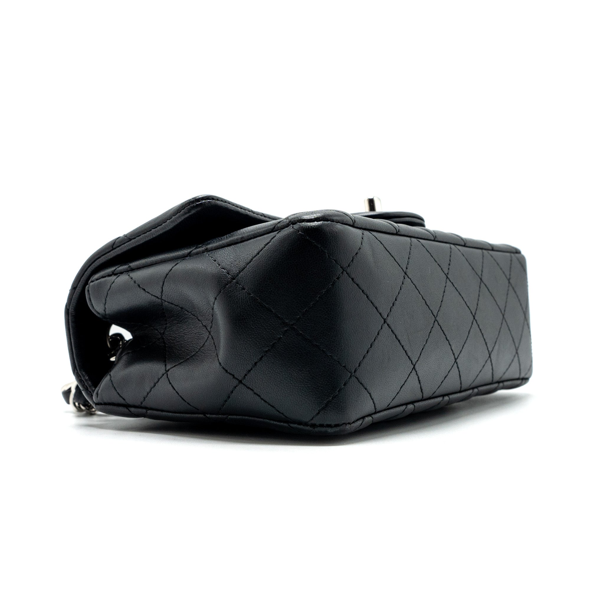 CHANEL CLASSIC MINI RECTANGULAR FLAP BAG LAMBSKIN BLACK SHW