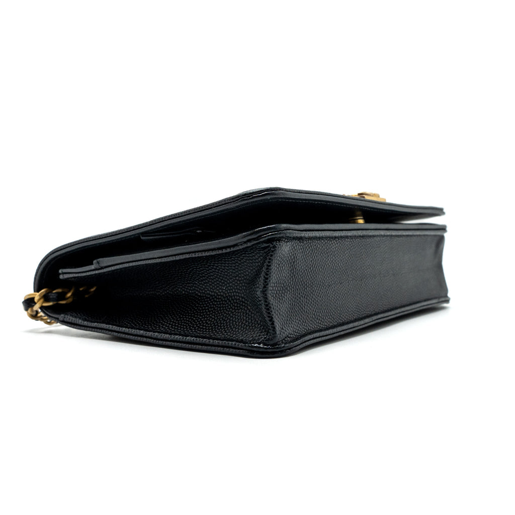 CHANEL BOY WALLET ON CHAIN CAVIAR BLACK GHW
