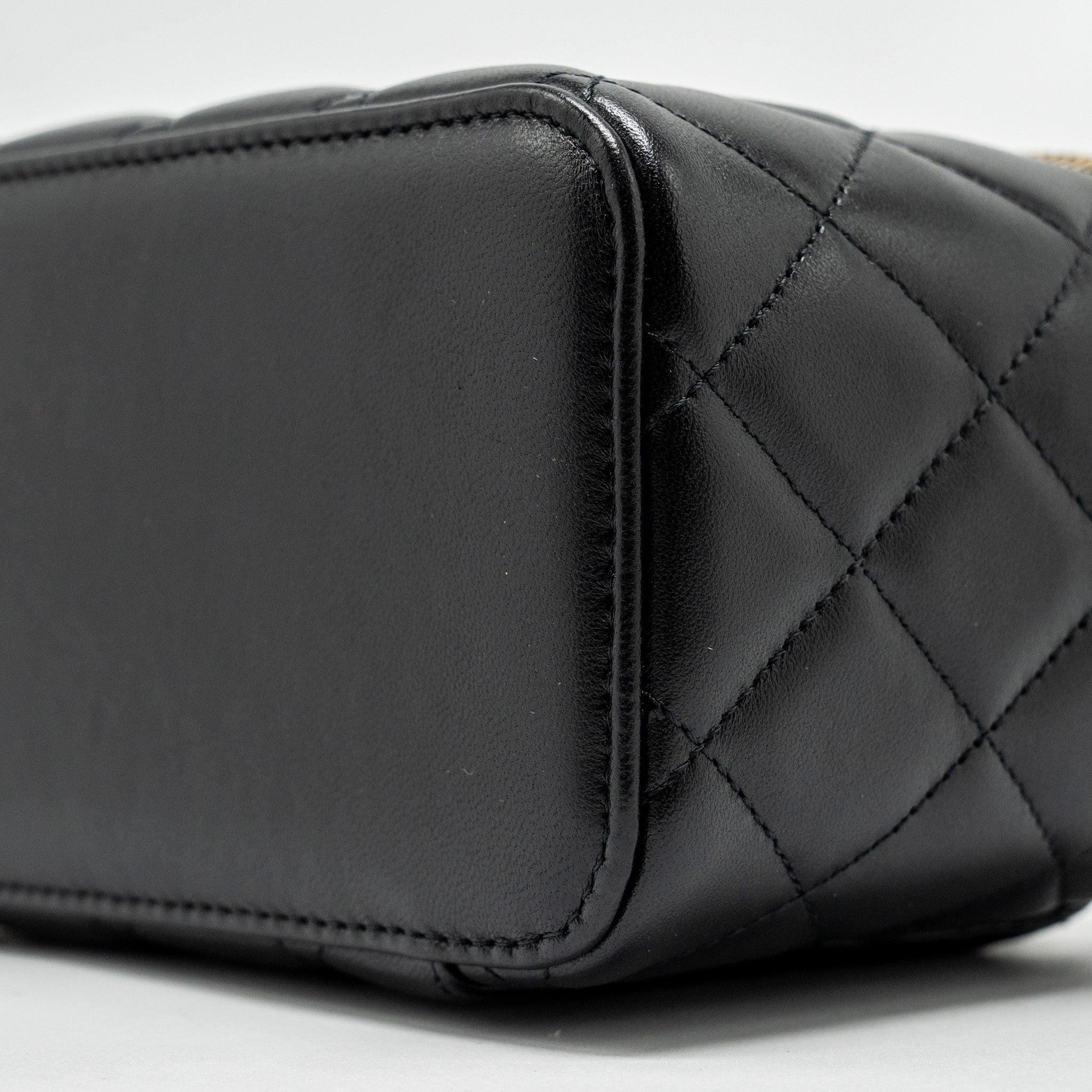 CHANEL TOP HANDLE LONG VANITY WITH CHAIN LAMBSKIN BLACK GHW