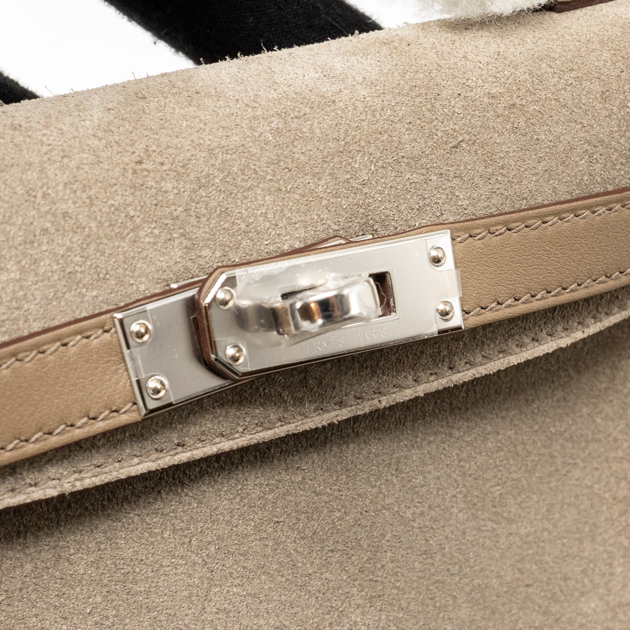 HERMES MINI KELLY PLUCH GRIZZLY/SWIFT/MOUTON MERINOS GRIS CAILLOU/ECRU/ETOUPE SHW