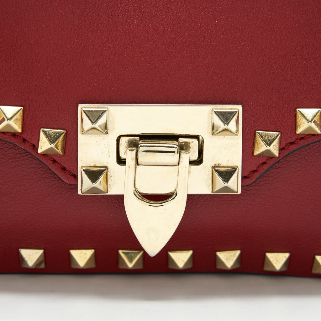 VALENTINO ROCKSTUD MINI FLAP BAG RED
