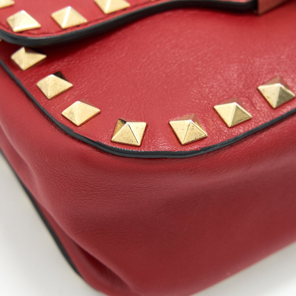 VALENTINO ROCKSTUD MINI FLAP BAG RED