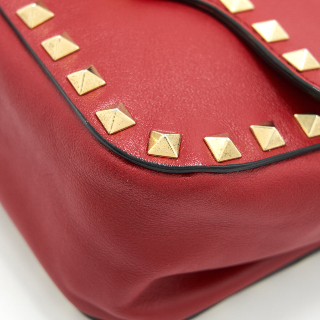 VALENTINO ROCKSTUD MINI FLAP BAG RED