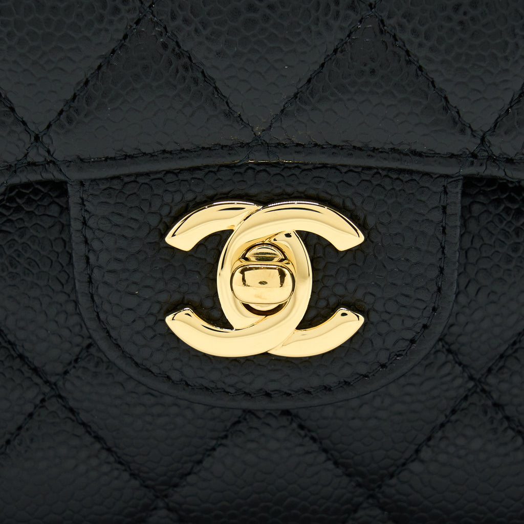 CHANEL SMALL CLASSIC DOUBLE FLAP BAG CAVIAR BLACK GHW