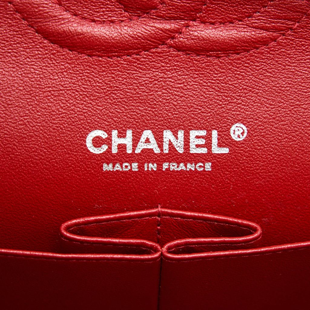 CHANEL MEDIUM CLASSIC DOUBLE FLAP BAG PATENT LEATHER RED SHW