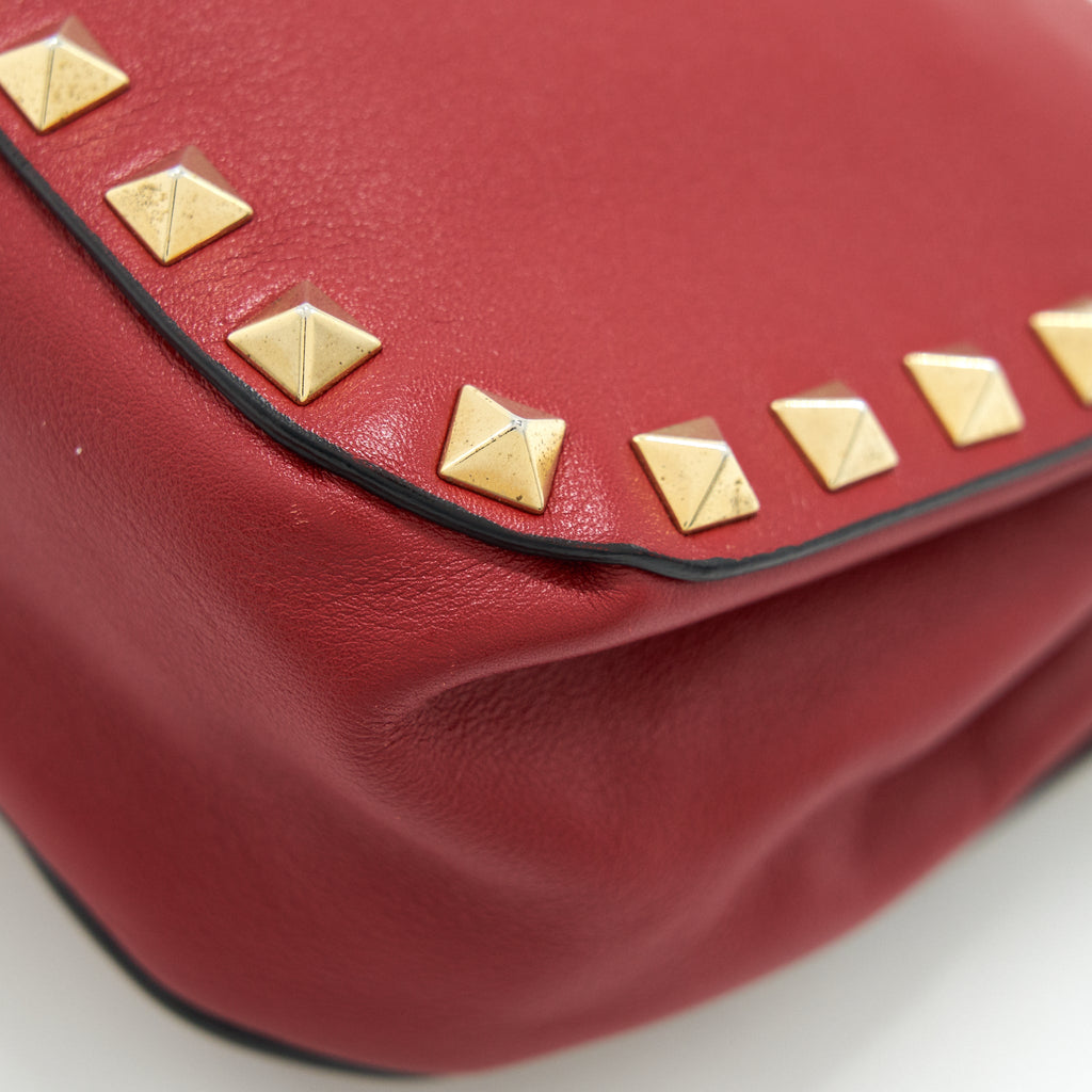 VALENTINO ROCKSTUD MINI FLAP BAG RED
