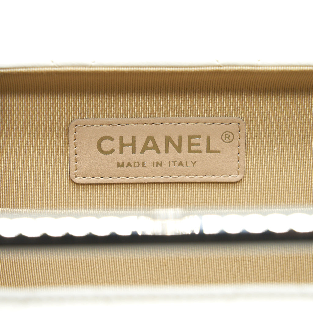 CHANEL QUILTED CLUTCH LAMBSKIN WHITE SHW