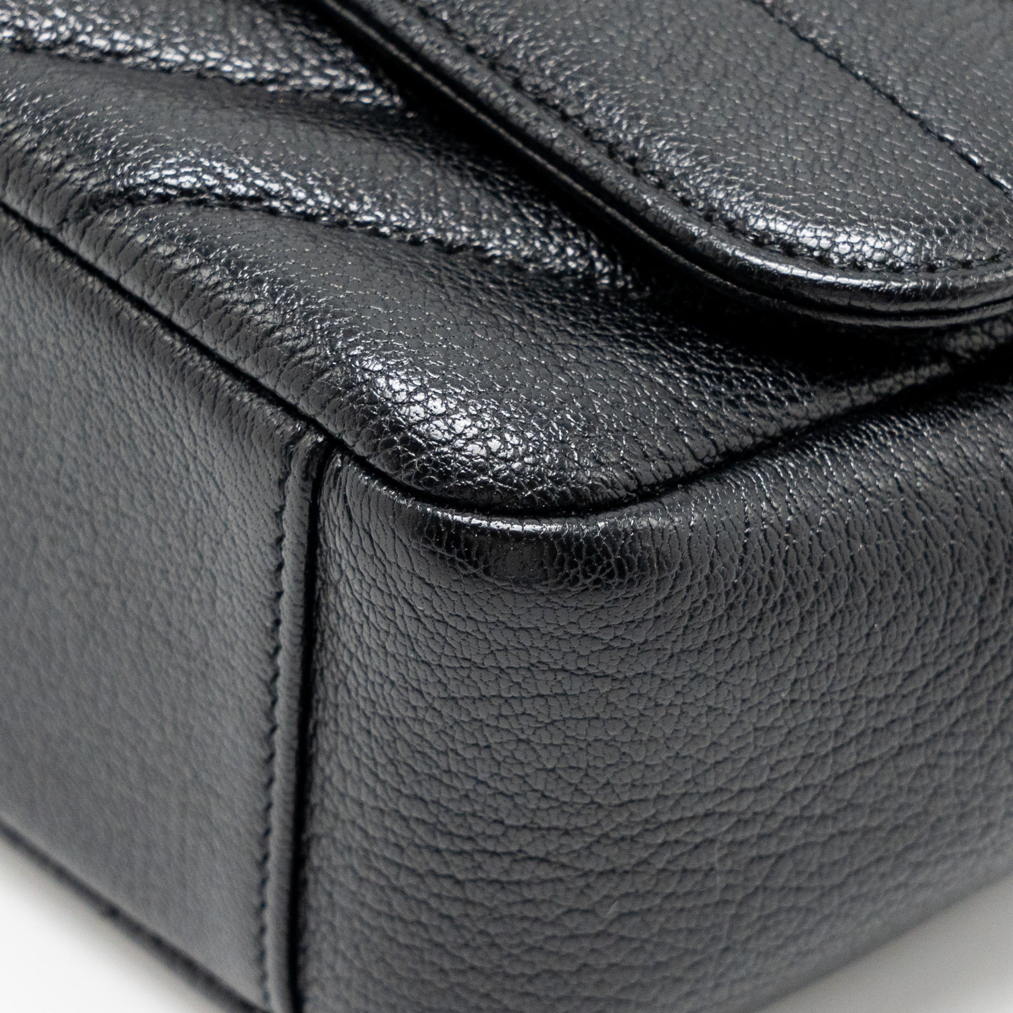 CHANEL SMALL DIAGNOAL FLAP BAG SHINY GOATSKIN BLACK GHW
