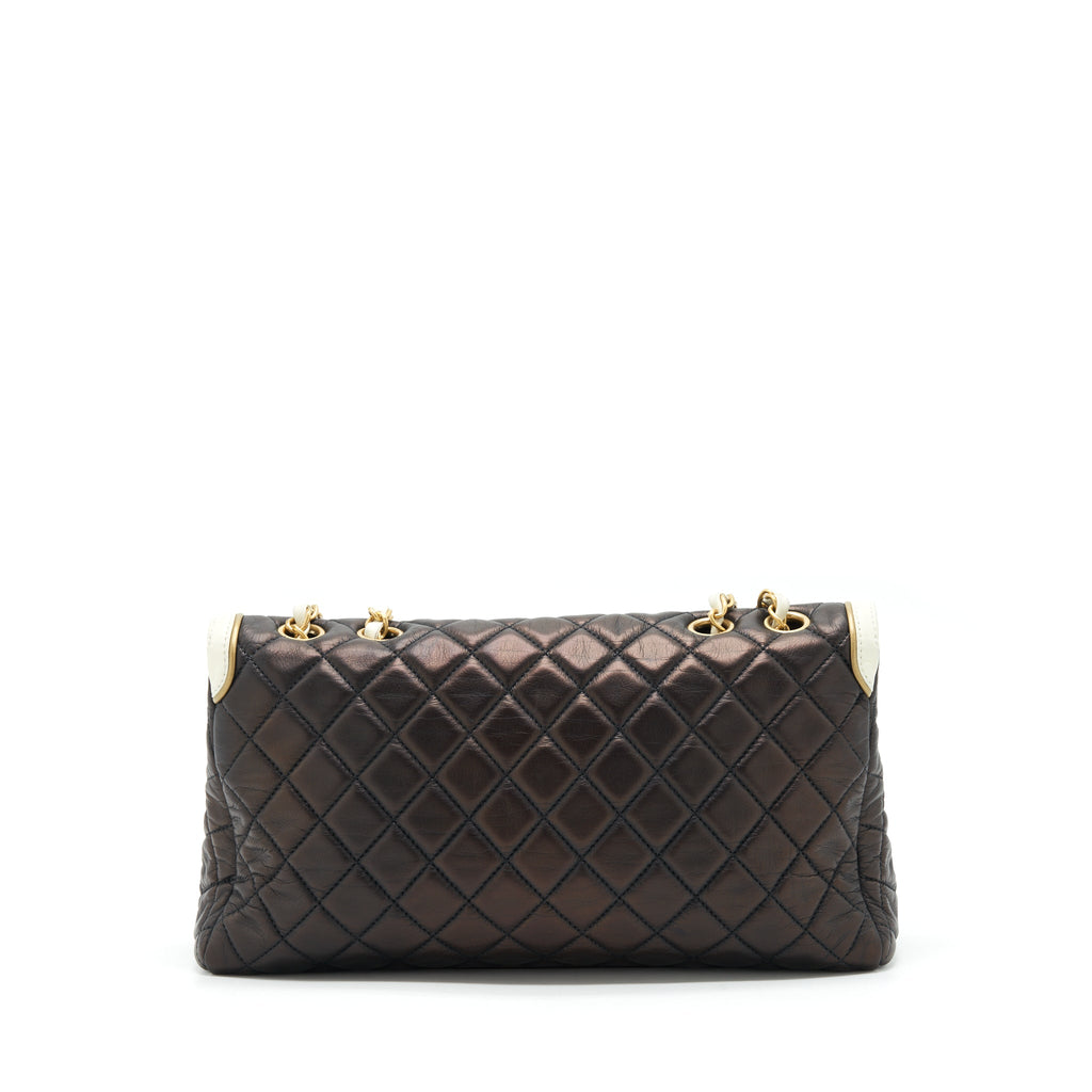 CHANEL VINTAGE SINGLE FLAP BAG LAMBSKIN DARK BROWN GHW