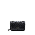 CHANEL SMALL 2.55 REISSUE FLAP BAG AGED CALFSKIN SO BLACK WITH BLACK HARDWARE (MICROCHIP)