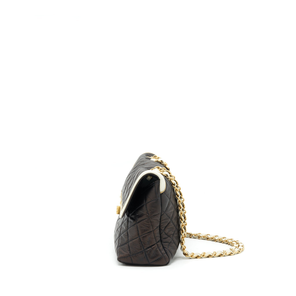 CHANEL VINTAGE SINGLE FLAP BAG LAMBSKIN DARK BROWN GHW