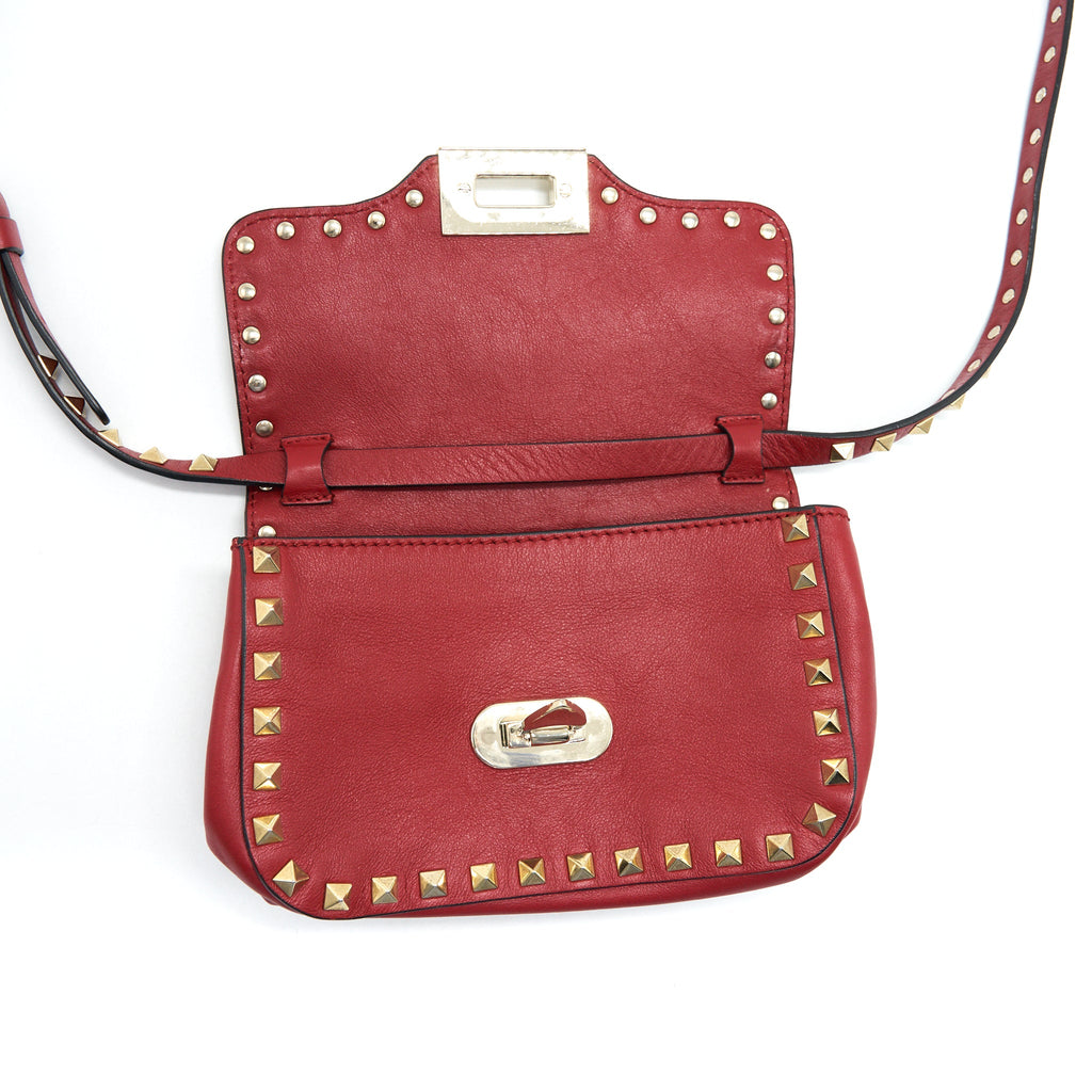 VALENTINO ROCKSTUD MINI FLAP BAG RED