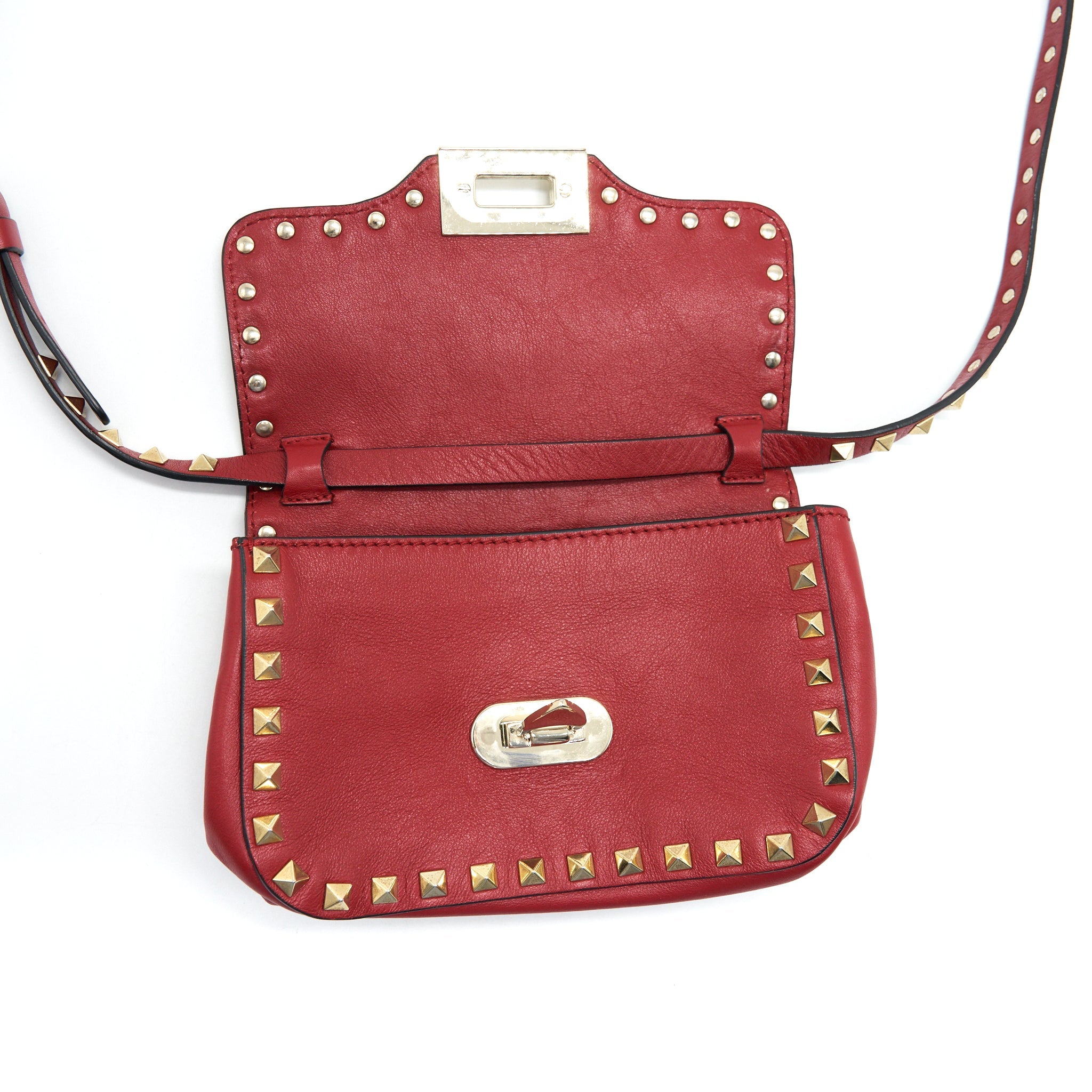 VALENTINO ROCKSTUD MINI FLAP BAG RED