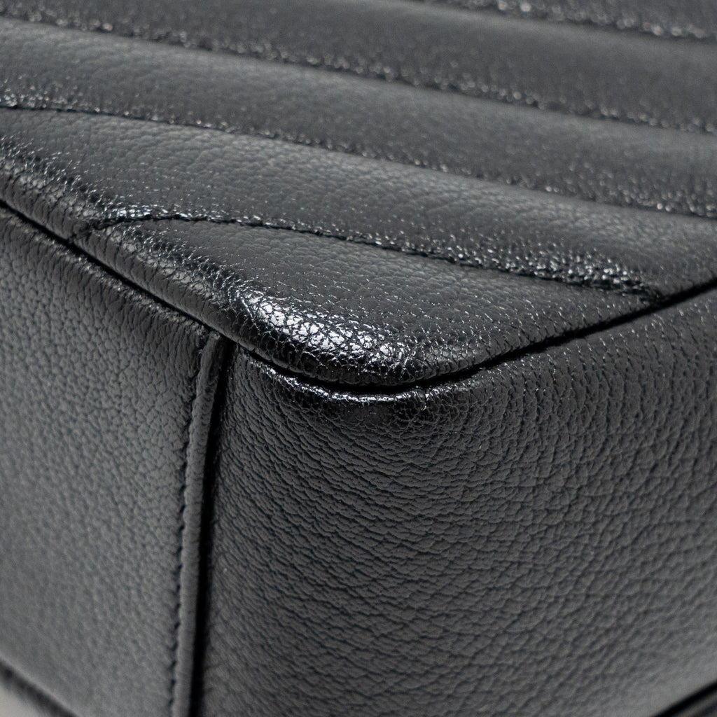 CHANEL SMALL DIAGNOAL FLAP BAG SHINY GOATSKIN BLACK GHW